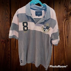 Mens Winchester Pink Gray Embroidered Rugby Polo